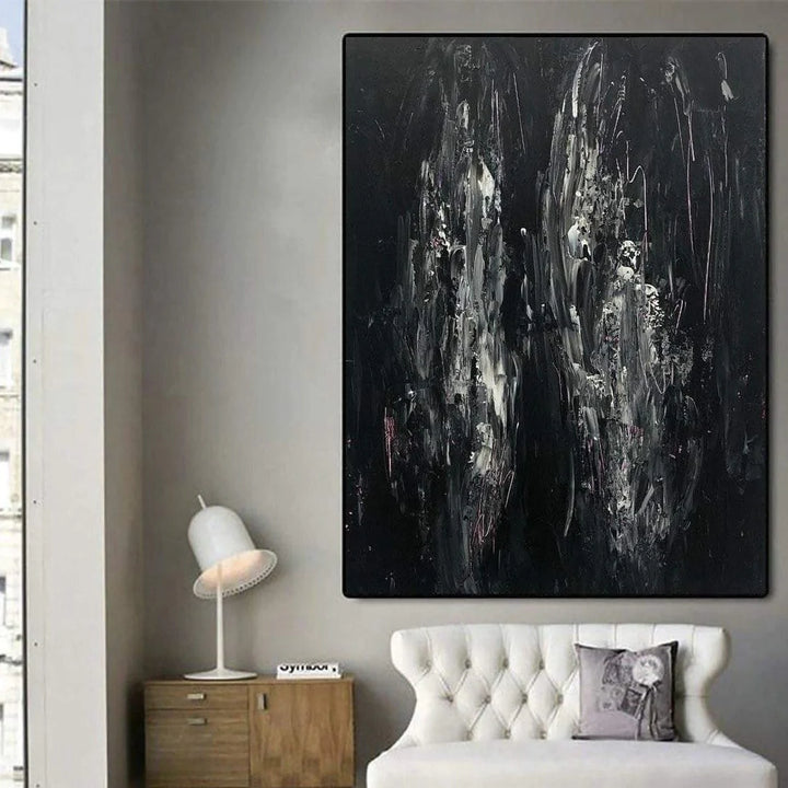 Large Abstract Black Paintings On Canvas Oil Fine Art Contemporary Wall Art Original Wall Decor | ETERNAL BATTLE - trendgallery.ca