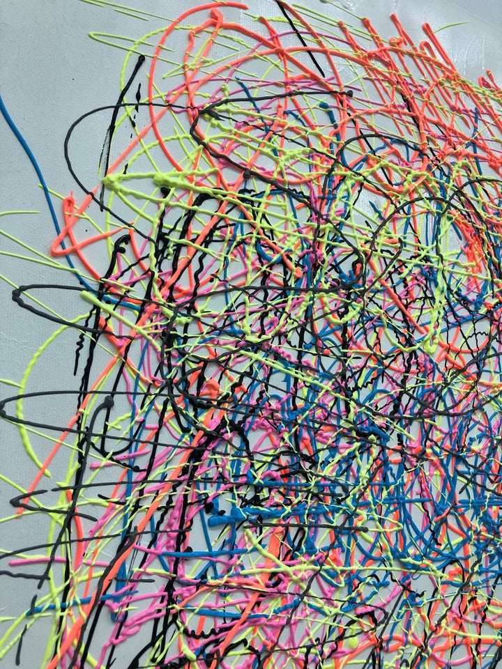 Jackson Pollock Style Painting Colorful Original Set Of 2 Paintings On Canvas Texture Abstract Fine Art Wall Art | COLORFUL PHENOMENON - trendgallery.ca