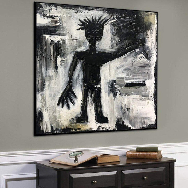 Urban Style Wall Art Original Black And White Abstract Painting Figurative Modern Fine Art Contemporary Wall Decor | HELLO - trendgallery.ca
