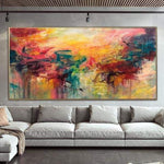 Abstract Colorful Painting Canvas Vibrant Wall Art Modern Oil Artwork Abstract Expressionism Painting Contemporary Art | STRAWBERRY FIELDS