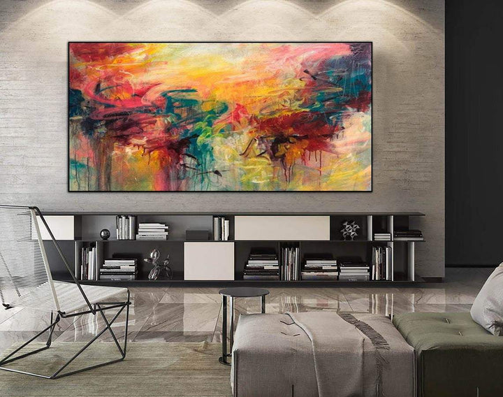 Abstract Colorful Painting Canvas Vibrant Wall Art Modern Oil Artwork Abstract Expressionism Painting Contemporary Art | STRAWBERRY FIELDS - trendgallery.ca