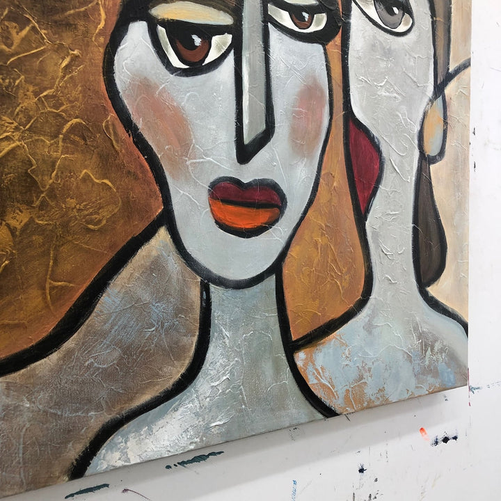 Large Original Women Paintings On Canvas Abstract Figurative Artwork, Original Picasso Style Acrylic Painting, Modern Handmade Wall Art | EAR WHISPER