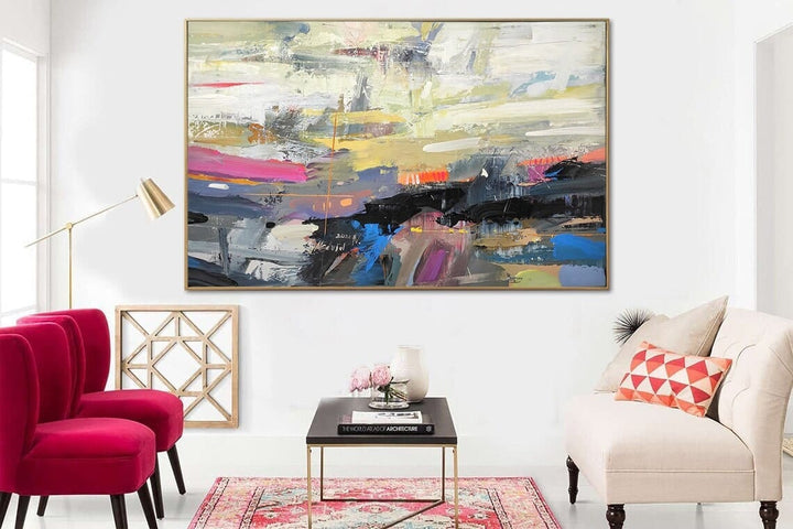 Extra Large Abstract Colorful Paintings On Canvas Original Textured Painting Hand Painted Expressionist Art | DEPTH OF NATURE 19 35.43"x57.08" - Trend Gallery Art | Original Abstract Paintings