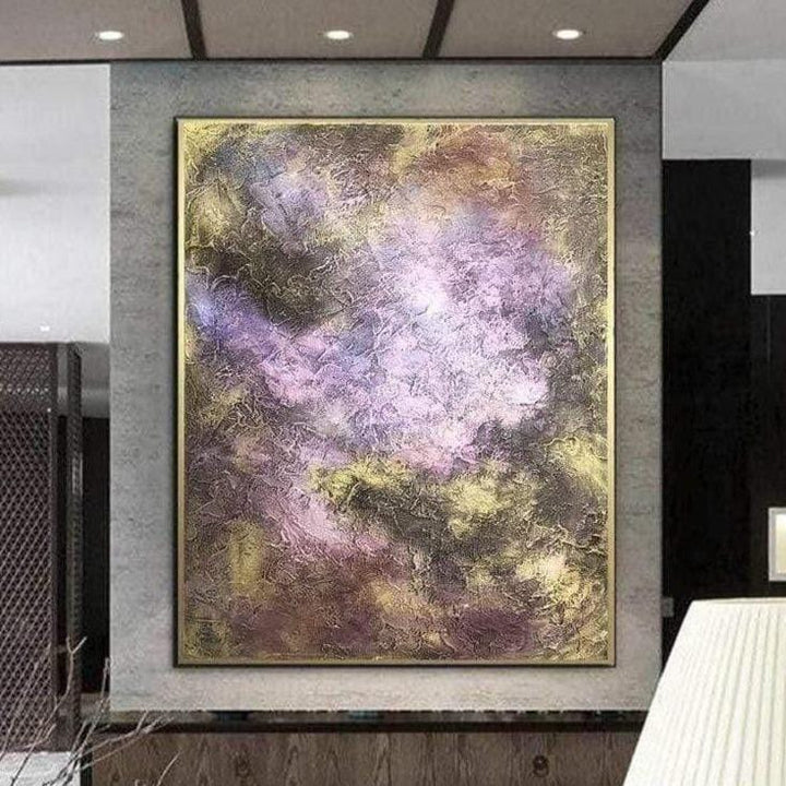 Abstract Painting Canvas Bronze Wall Art Purple Artwork Textured Art Hand Painted Art Modern Fine Art for Fireplace Wall Decor | EARLY MORNING - trendgallery.ca