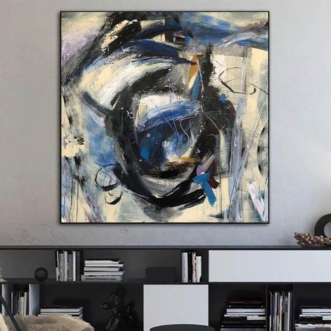 Large Original Abstract Gray Paintings On Canvas Modern Wall Art | BLACK ROSE