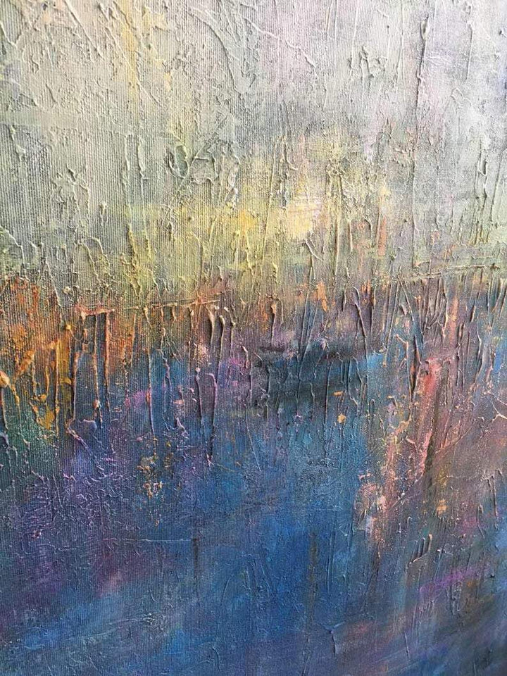 Abstract Colorful Wall Art Yellow Painting Blue Canvas Art Oil Abstract Painting | INDIGO WAVE - trendgallery.ca
