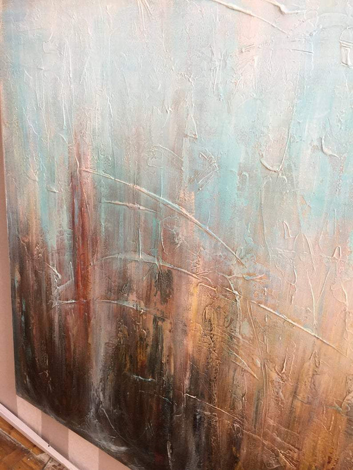 Abstract Art in Blue and Beige | SNOWY AUTUMN - trendgallery.ca