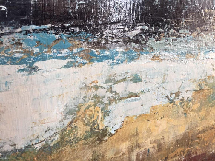 Large Oil Painting Original Canvas Brown Painting Blue Abstract Painting | POURING RAIN - trendgallery.ca