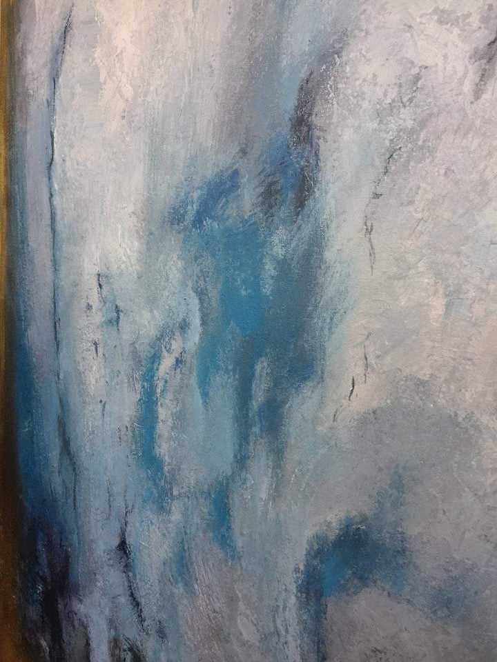 Abstract Painting in White, Blue and Brown | OUTSIDE - trendgallery.ca