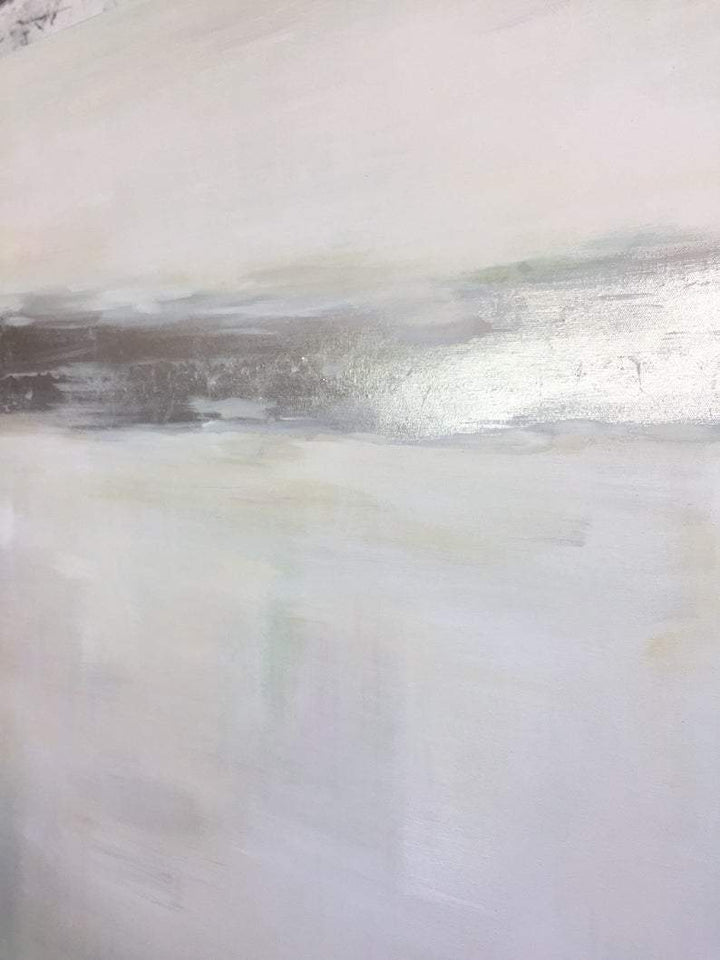 Gray Painting Silver Leaf Painting Beige Painting Contemporary Art Painting Canvas | SILVER FLASH - trendgallery.ca