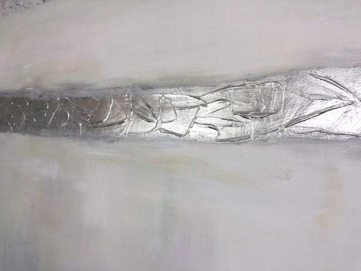 Large Abstract Oil Painting Gray Painting Silver Leaf Painting On Canvas | SILVER FLASH - trendgallery.ca