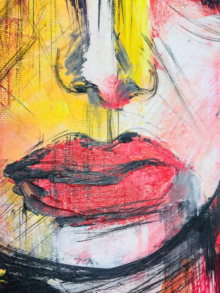 Figurative Art Original Woman Face Painting Art Deco Art Nouveau Figurative Painting Red Painting Hand Art | FEMALE FATE - trendgallery.ca