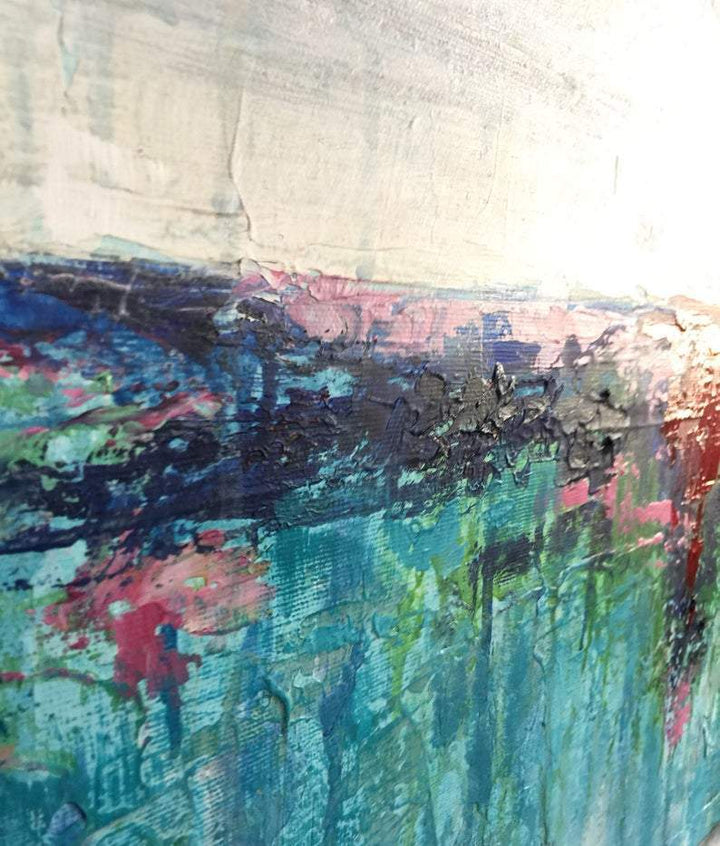 Abstract Acrylic Painting On Canvas Large Turquoise Painting Beige Painting Texture Art | TURQUOISE LAKE - trendgallery.ca