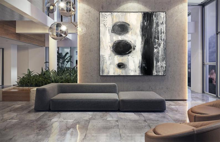 Original Acrylic Black And White Abstract Painting On Canvas Modern Wall Art | SPACE PLANET - trendgallery.ca