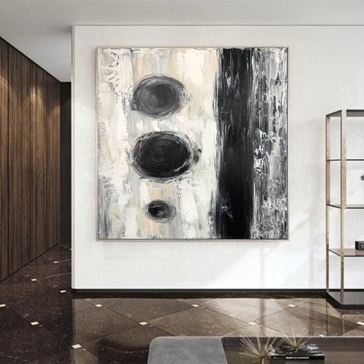 Original Acrylic Black And White Abstract Painting On Canvas Modern Wall Art | SPACE PLANET - trendgallery.ca