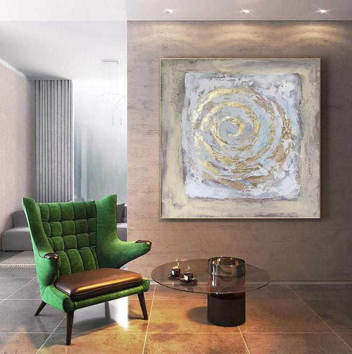 Original Large Golden Square Wall Art Canvas Art Texture Decor Hand Original Artwork | GOLDEN CURL - trendgallery.ca