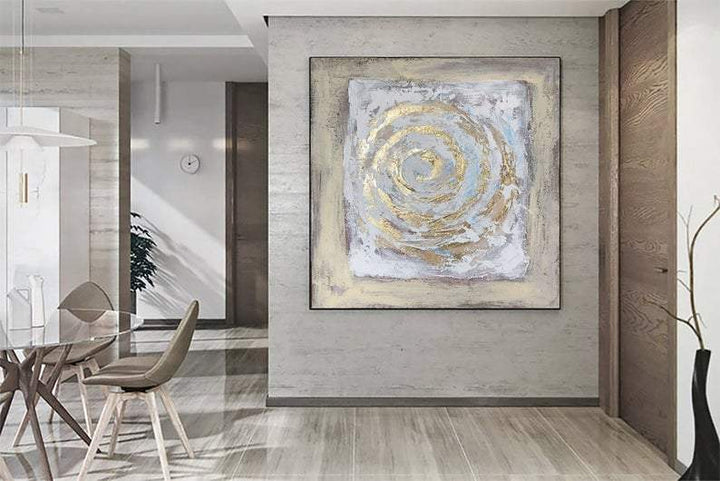 Original Large Golden Square Wall Art Canvas Art Texture Decor Hand Original Artwork | GOLDEN CURL - trendgallery.ca