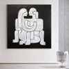 Original Modern Square Two People Paintings Abstract Black And White Art | LOVERS - trendgallery.ca