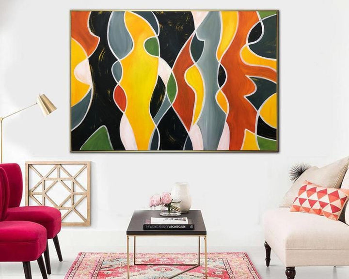 Large Art Human Acrylic Painting Canvas Original Colorful Artwork Modern Figurative Wall Art For Office Decor | SOUL REFLECTION - trendgallery.ca