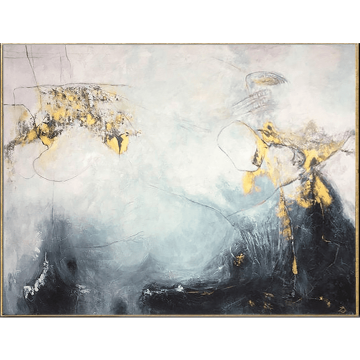 Abstract Texture Art Wall Painting Gray Painting Gold Leaf Painting On Canvas | SOMEWHERE IN THE HEAVEN - trendgallery.ca