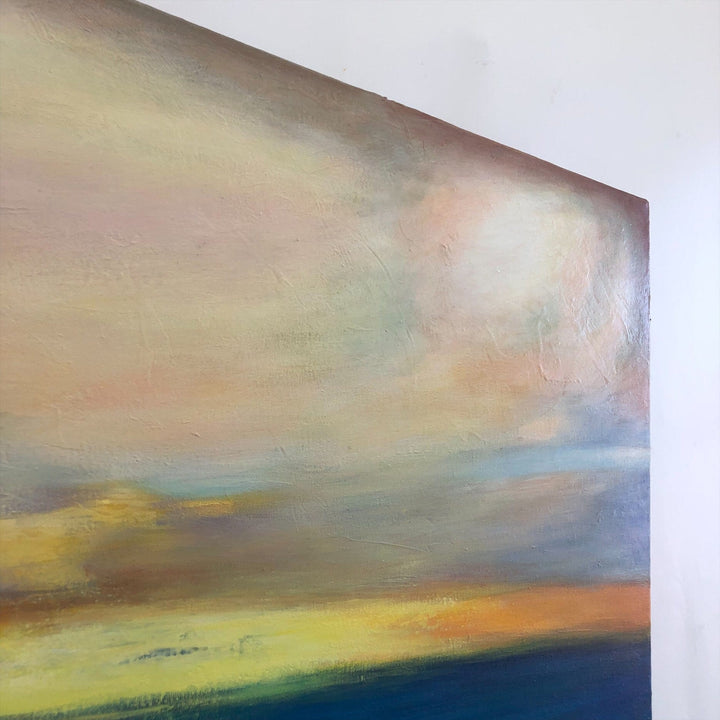 Large Blue Wall Art Abstract Ocean Painting Sunset Painting Canvas Extra Large Wall Art Framed Abstract Modern Art Xl Painting On Canvas | SUMMER SUNSET - trendgallery.ca