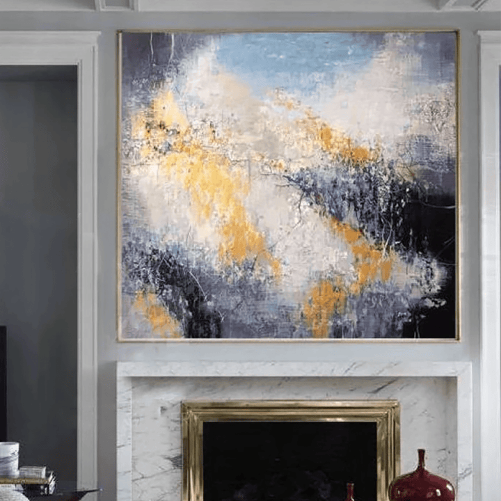 Autumn Abstract Painting Gold and White Art | AUTUMN MEMORY - trendgallery.ca