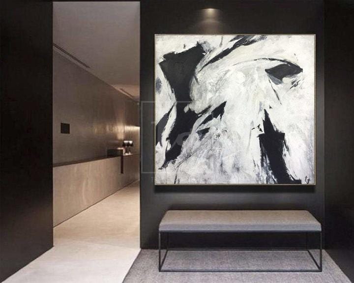 Abstract Oil Painting Black And White Artwork Original Contemporary Art | LIFE CHANGES - trendgallery.ca