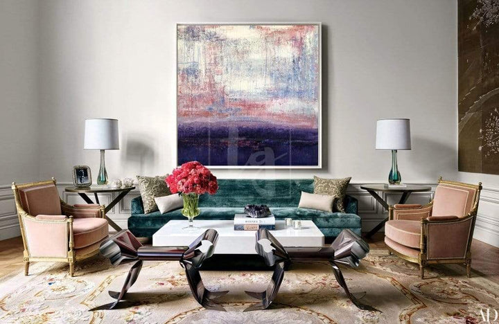 Large Abstract Painting On Canvas White Painting Very Peri Painting Abstract Oil Painting Original Abstract Canvas | THE BLUE OF THE SEA 48"x48" - Trend Gallery Art | Original Abstract Paintings