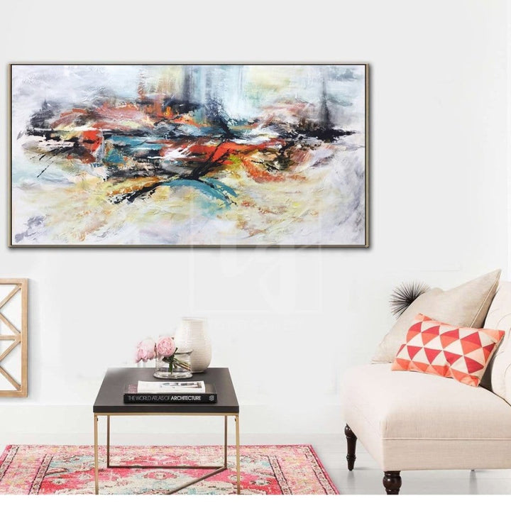 Large Abstract Painting Original Colorful Wall Art White Painting Red Abstract Art Canvas | FLORA - trendgallery.ca
