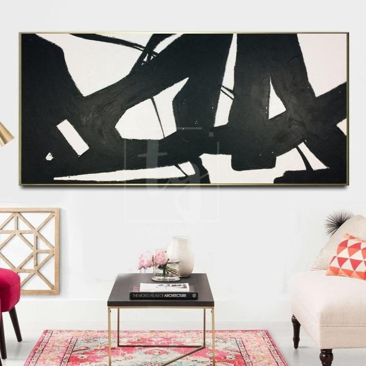 Large Modern Art Black White Abstract Painting Contemporary Art Franz Kline style | WINGED SWING - trendgallery.ca