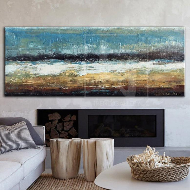 Large Oil Painting On Canvas Brown Painting Blue Painting Ocean Painting | POURING RAIN - trendgallery.ca