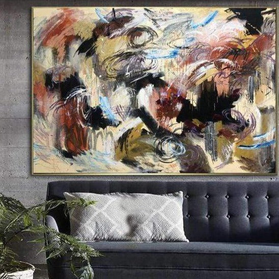 Oversize Colorful Paintings On Canvas Beige Abstract Wall Art Contemporary Art Wall Decor | RIOT COLORS - trendgallery.ca