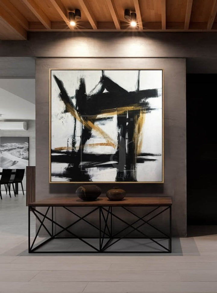 Oversized Wall Art Canvas Black And White Painting Original Abstract Art Franz Kline style | IMAGINARY WORLD - trendgallery.ca