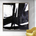 Oversized Wall Art Canvas Painting Black And White Abstract Painting On Canvas | IMAGINARY SWINGS