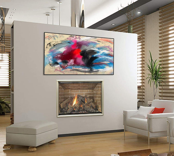 Abstract Painting on Canvas Expressionism Painting Beige Wall Art Action Painting Modern Vivid Art Textured Wall Art Hand Painted Art | DESERT LAKE - trendgallery.ca