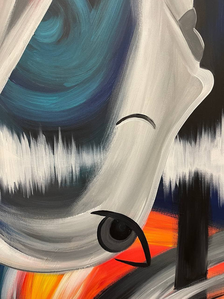 Large Figurative Art on Canvas: Abstract Faces Painting Modern Textured Wall Art for Living Room Wall Decor | SOUL MATES - trendgallery.ca