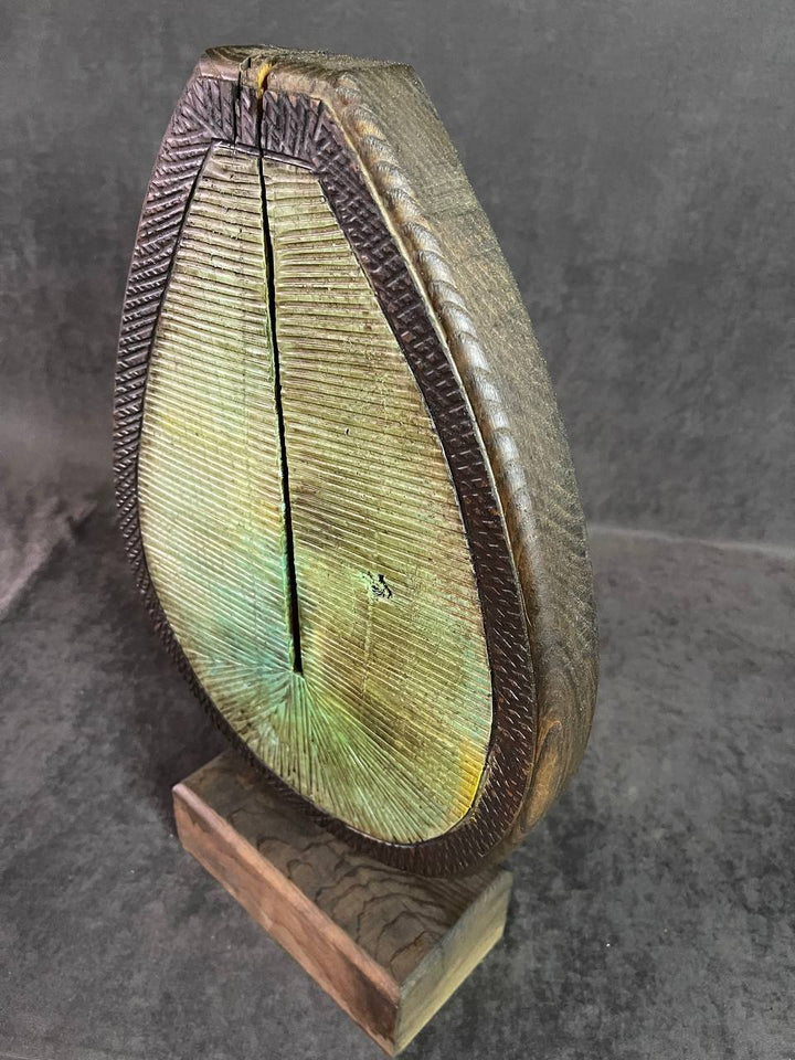 Creative Wood Figurine Abstract Ribbed Sculpture Hand Carved Table Figurine Desktop Decor | GRANO 18"x15" - Trend Gallery Art | Original Abstract Paintings