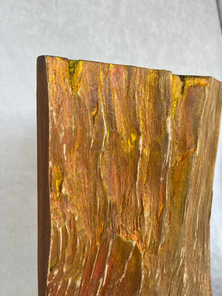 Creative Rectangular Wood Sculpture Hand Carved Modern Sculpture Gold Wood Desktop Art for Home | WOODEN GOLD 18.5"x9" - Trend Gallery Art | Original Abstract Paintings