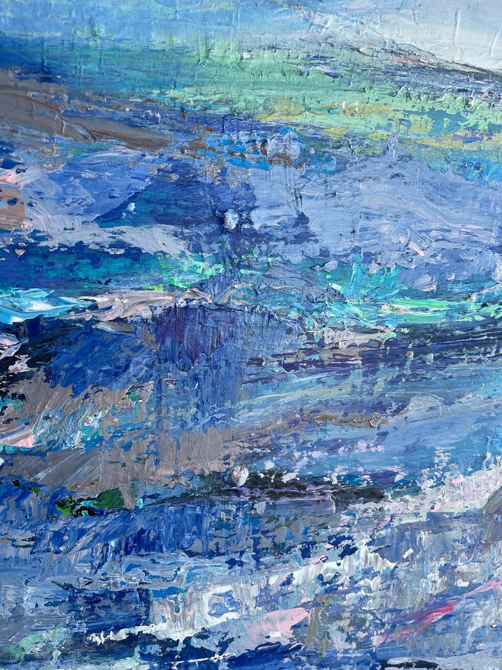 Modern Art Abstract Ocean Painting On Canvas Blue Color Painting Water Painting Sea Painting | BLUE WATER 40"x40"
