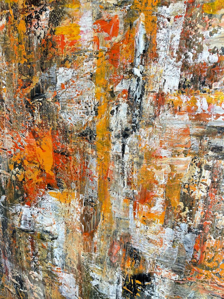 Original Orange Acrylic Paintings On Canvas Colorful Custom Hand Painted Art Modern Oil Painting | AUTUMN IS COMING 36"x54"
