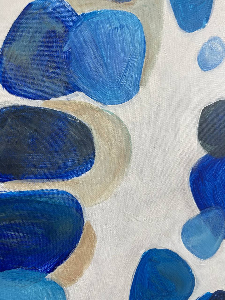 Original Abstract Blue Paintings On Canvas, Abstract Blue Stones Art, Modern Minimalist Oil Painting, Texture Acrylic Art for Home Decor | BLUE STONES