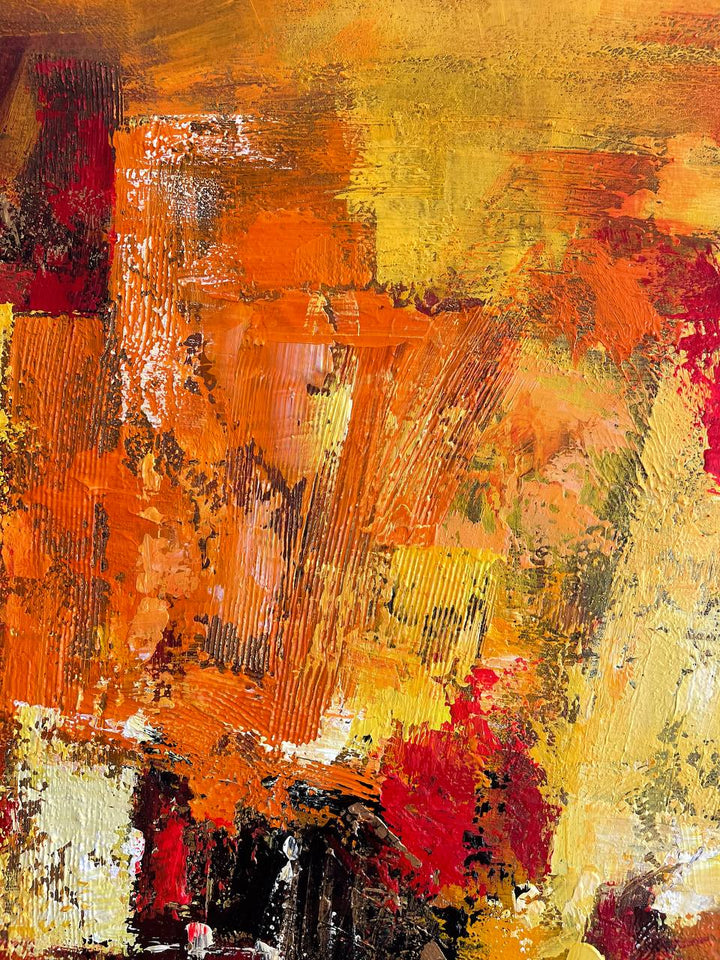 Original Abstract Paintings on Canvas. Modern Multi-Colored Contemporary Art In Orange, Yellow and Red Colors, Textured Art for Home Decor | HEAT WAVE
