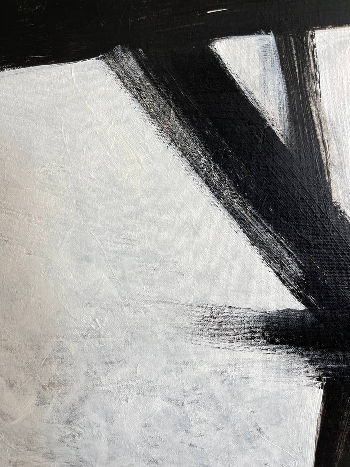 Abstract Black And White Franz Kline Style Set of 2 Paintings On Canvas, Geometric Minimalist Artwork, Original Oil Painting for Home Decor | BLACK AND WHITE WORLD