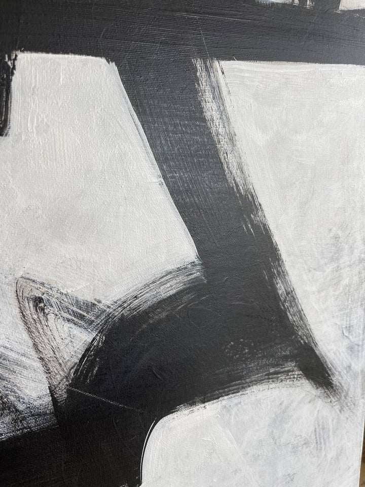Original Abstract Black and White Paintings on Canvas, Textured Franz Kline Style Painting, Modern Minimalist Artrowk for Home Wall Decor | ALTER BRIDGE