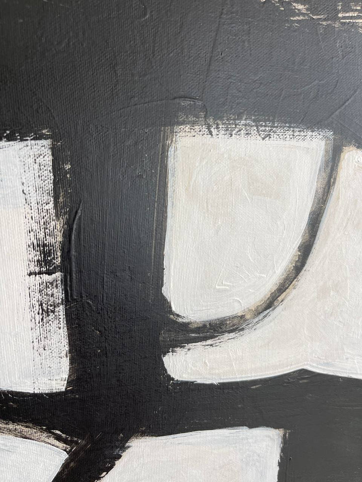 Abstract Black And White Franz Kline Style Set of 2 Paintings On Canvas, Geometric Minimalist Artwork, Original Oil Painting for Home Decor | BLACK AND WHITE WORLD