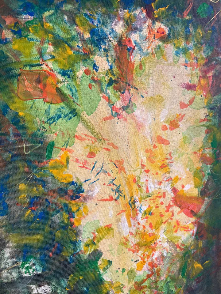 Abstract Green Paintings On Canvas Original Colorful Artwork Heavy Textured Oil Painting | PORTAL IN THE FOREST 40"x40"