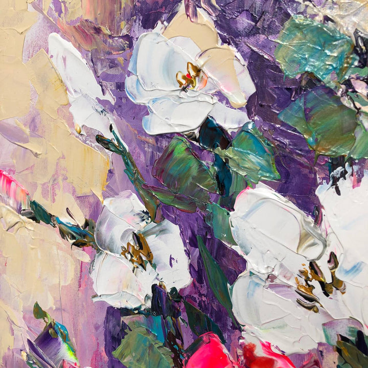 Large Original Abstract Flowers Painting On Canvas Colorful Floral FIne Art Textured Painting Acrylic Oil Painting | FLORAL REFLECTION - trendgallery.ca