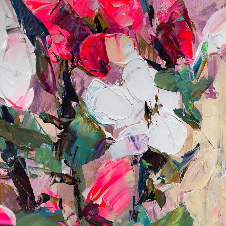 Large Original Abstract Flowers Painting On Canvas Colorful Floral FIne Art Textured Painting Acrylic Oil Painting | FLORAL REFLECTION - trendgallery.ca