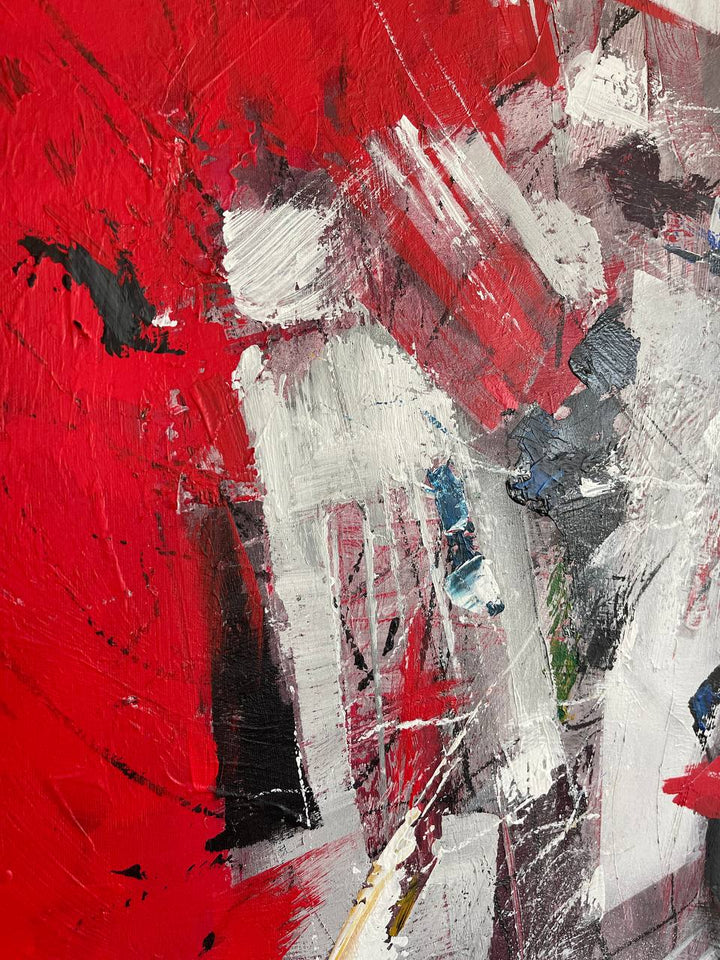 Original Red Paintings On Canvas, Abstract Expressionist Art, Textured Oil Painting, Handmade Wall Art for Home Or Office Wall Decor | RED VERTIGO 60"x54"