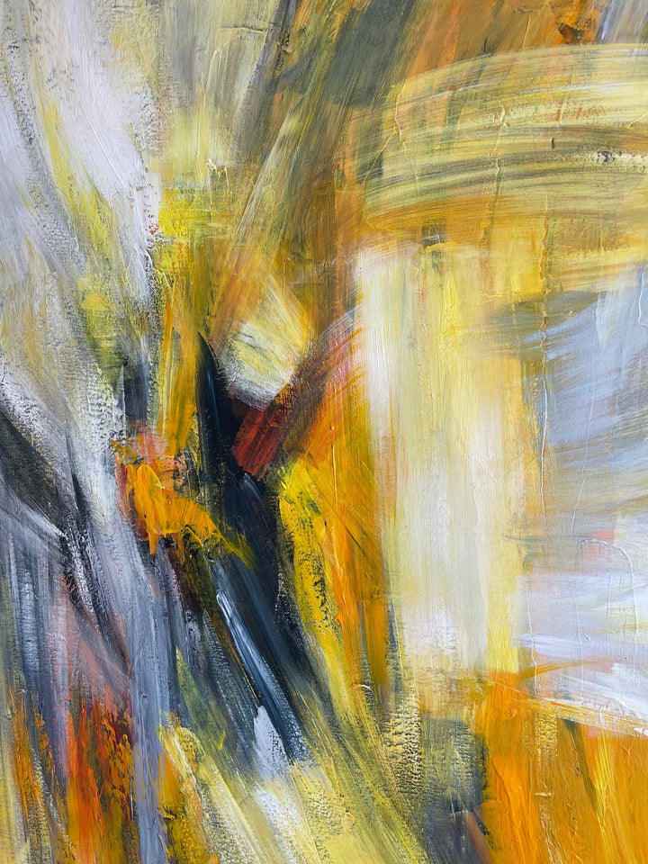 Abstract Yellow Paintings On Canvas, Abstract Colorful Painting, Modern Acrylic Wall Art, Handmade Oil Painting for Home Or Office Decor | YELLOW VERTIGO